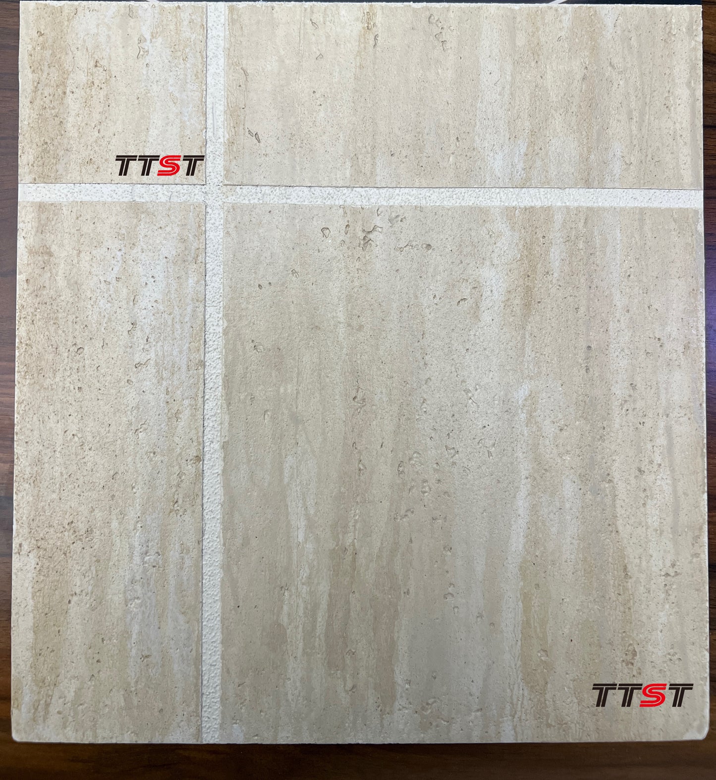 （Sample）Exterior Wall Art Paint ；Beige Travertine，Wood grain texture，Exterior wall limestone...